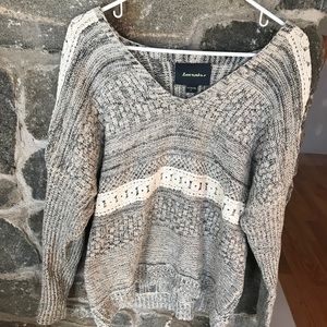 Love Maker gray Sweater w/ lace